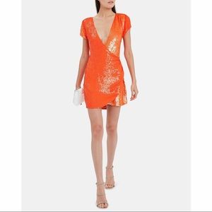 Retrofete Orange Olya Two-tone Sequin Mini Dress Size S